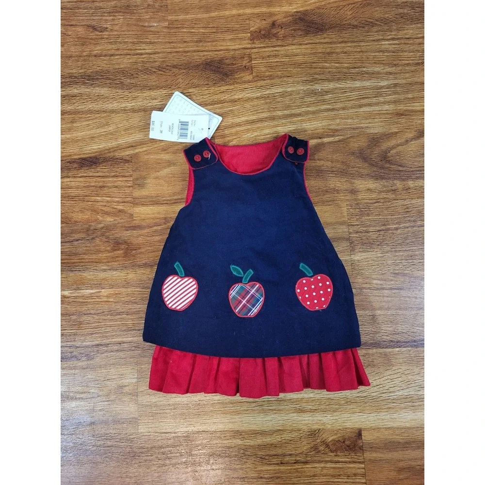 Florence Eiseman Baby Reversible Jumper Size 3m Red & Navy‎ Blue Snowflakes &...